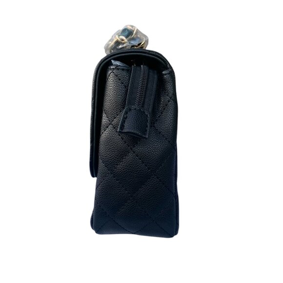 New Isabelle Vegan Leather Quilted Medium Black Shoulder Bag - Picture 4 of 12